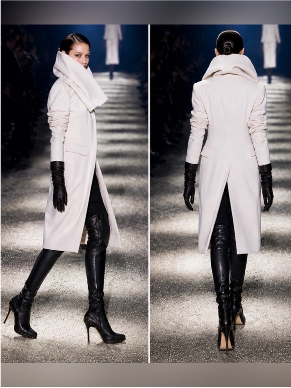 Vintage GUCCI TOM FORD FW 2003 Runway Black Leather Studded OTK Boots 37.5 RARE - Picture 3 of 14
